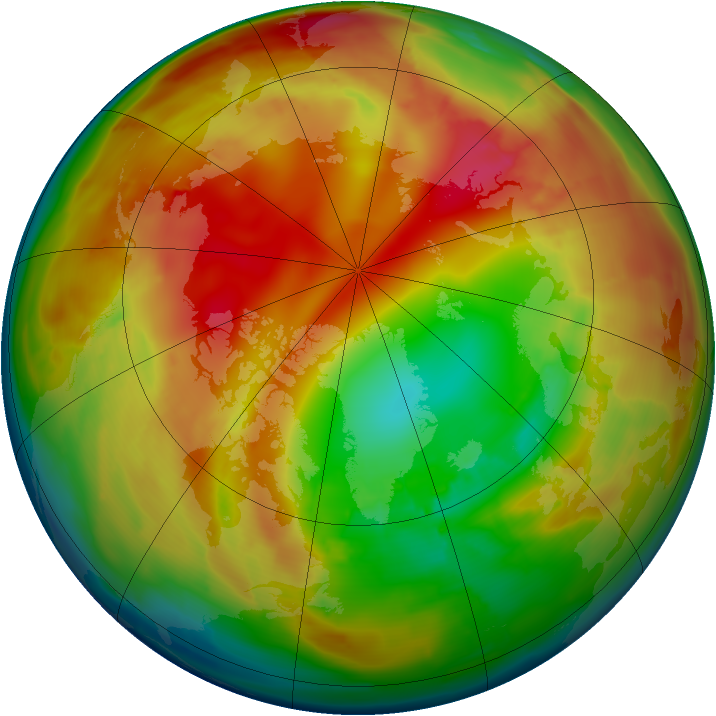 Arctic ozone map for 05 February 2010
